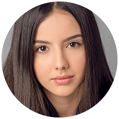 Young woman with medium-length dark hair.
